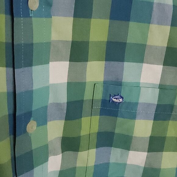 Southern Tide Mens Tailored Fit Green Plaid Long Sleeve Button Down Large - Picture 3 of 5